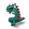 Dinosaur Shape PVC Pendants, Teal, 54x43.5x20mm, Hole: 3mm