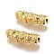 Brass Micro Pave Colorful Cubic Zirconia Pendants, Long-Lasting Plated, Column, Real 18K Gold Plated, 25x8mm, Hole: 4mm
