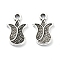 Tibetan Style Alloy Pendant, Lead Free & Cadmium Free, Flower, Antique Silver, 14x8.5x1mm, Hole: 1.2mm, 2223pcs/1000g