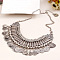 Tibetan Style Alloy Turkish Coin Tassel Chunky Bib Necklaces for Women, Antique Silver, 17.72 inch(45cm)