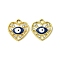 UV Plating Alloy Enamel Pendants, with Rhinestone, Golden, Evil Eye, Heart, 17x16x2.5mm, Hole: 2mm
