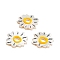 Natural Sea White Shell Pendants, with Enamel, Sun Charms, Gold, 12.5x17.5x2~2.3mm, Hole: 4x3mm