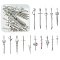 15Pcs 15 Styles Alloy Pendants, Sword Charms, Antique Silver & Platinum, 31~84x9~22.5x3~6mm, Hole: 1.5~5x1.5~12mm, 1pc/style