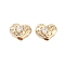 Brass Micro Pave Clear Cubic Zirconia Beads, Cadmium Free & Nickel Free & Lead Free, Heart, Real 18K Gold Plated, 7x9x5.5mm, Hole: 1.8mm