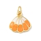 Brass Enamel Shell Shaped Charms, with Jump Rings, Rack Plating, Long-Lasting Plated, Lead Free & Cadmium Free, Real 18K Gold Plated, Orange, 12.5x12.5x3mm, Hole: 3.5mm