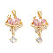 Brass Micro Pave Cubic Zirconia Pendants, Bowknot Charms, Cadmium Free & Nickel Free & Lead Free, Real 18K Gold Plated, 22x13.5x6mm, Hole: 3x4mm