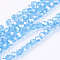 Electroplate Glass Beads Strands, AB Color Plated, Faceted, Round, Light Sky Blue, 4mm, Hole: 0.5mm, about 100pcs/strand, 14.2 inch