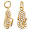 8Pcs Brass Micro Pave Cubic Zirconia Pendants, Cadmium Free & Lead Free, Flip-Flops/Chancla, Real 18K Gold Plated, 15x6.5x4mm, Hole: 3mm