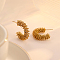 Stylish Irregular C-Shaped Stainless Steel Stud Earrings, Golden, 31x8.5mm