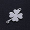 Tarnish Resistant 201 Stainless Steel Links connectors, Clover, Stainless Steel Color, 20x11.5x1mm, Hole: 1.2mm