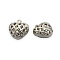 Brass Pendants, Hollow Heart with Glass Rhinestone Inside, Matte Platinum, 19x18x11mm, Hole: 2mm