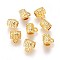 CCB Plastic Tube Bails, Loop Bails, Column with Flower, Golden, 10x8x7mm, Hole: 2mm, Inner Diameter: 3mm