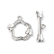 Brass Micro Pave Clear Cubic Zirconia Toggle Clasps, Cadmium Free & Nickel Free & Lead Free, Flower with Butterfly, Real Platinum Plated, Flower: 16x15.5x2.5mm, Hole: 1.4mm, Bar: 19x6x3mm, Hole: 1.4mm