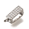 Brass Micro Pave Clear Cubic Zirconia Snap Clasps, Cadmium Free & Nickel Free & Lead Free, Platinum, 15x4.5x6.5mm, Hole: 1.6mm