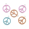 Alloy Enamel Pendants, Lead Free and Cadmium Free, Peace Sign, Platinum Metal Color, Mixed Color, 29x24.5x2mm, Hole: 3mm