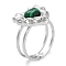 Ion Plating(IP) 304 Stainless Steel Ring, Adjustable Synthetic Malachite Rings, Heart, 15x15.5mm, Inner Diameter: Adjustable