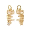 Rack Plating Brass Micro Pave Cubic Zirconia Pendants, with Jump Ring, Long-Lasting Plated, Cadmium Free & Lead Free, Word Bride, Real 18K Gold Plated, 18x7.5x2.5mm, Jump Ring: 5x1mm, Inner Diameter: 3.5mm