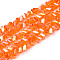 Electroplate Transparent Glass Beads Strands, Triangle, AB Color Plated, Faceted, Dark Orange, 3~3.5x4~4.5x4~4.5mm, Hole: 0.8mm, about 121~131pcs/strand, 14.37~15.35 inch(36.5~39cm)