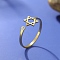 304 Stainless Steel Micro Pave Cubic Zirconia Open Cuff Rings, Hexagram, Real 18K Gold Plated, 7.5mm,US Size 9(18.9mm)