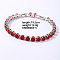 Hip-hop Brass Micro Cubic Zirconia Link Chain Bracelets for Men and Women, Dark Red, 7-5/8 inch(19.5cm)