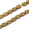 Electroplated Synthetic Non-Magnetic Hematite Beads Strands, Oval, Golden Plated, 4.5~5x3~3.5x1mm, Hole: 0.5mm, about 85pcs/strand, 16.34''(41.5cm)