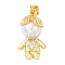 Brass Micro Pave Cubic Zirconia Pendants, with Plastic Imitation Pearl, Cadmium Free & Lead Free, Long-Lasting Plated, Men, Real 18K Gold Plated, 21x11x8.5mm, Hole: 4x3mm