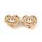 Brass Micro Pave Clear Cubic Zirconia Beads, Cadmium Free & Nickel Free & Lead Free, Heart, Real 18K Gold Plated, 12x15x10mm, Hole: 1.8mm