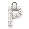 Plastic Imitation Pearl Pendants, with Eco-friendly Brass Findings, Lead Free & Cadmium Free, Letter Charms, Letter P, 14x8.5x3mm, Hole: 1.4mm