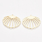 Brass Pendants, Shell, Nickel Free, Real 18K Gold Plated, 26x31.5x1mm, Hole: 0.9mm