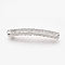 Brass Micro Pave Cubic Zirconia Tube Beads, Cadmium Free & Lead Free, Hollow, Clear, Platinum, 39x5mm, Hole: 2.5mm