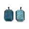 Natural Apatite Pendants, Faceted Rectangle Charms, with Rack Plating Brass Findings, Platinum, 34x23x8mm, Hole: 4.5x6mm