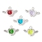 Alloy Glass Pendants, Heart shape & Wings, with Iron Loop, Mixed Color, 18.5x27.5x7.5mm, Hole: 3mm