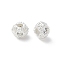 Brass Micro Pave Cubic Zirconia Beads, Nickel Free, Round, Silver, 4x5x5.5mm, Hole: 1.6mm