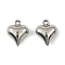 304 Stainless Steel Charms. Heart Charm, Anti-Tarnish, Stainless Steel Color, 11x9x4.5mm, Hole: 1mm