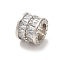Rack Plating Brass Micro Pave Cubic Zirconia Beads, Long-Lasting Plated, Lead Free & Cadmium Free, Column, Platinum, 13x10mm, Hole: 8.2mm