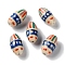 Handmade Porcelain Beads, Famille Rose Porcelain, Oval, Blue, 17x9.5mm, Hole: 1.6mm, about 22pcs/strand, 14.37 inch(36.5cm)
