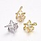 Brass Charms, with Rhinestone, Star, Mixed Color, 12.5x10mm, Hole: 1mm