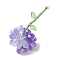 Resin Flower Pendants, with Glass Bugle Beads & 304 Stainless Steel Jump Rings Loop, Lilac, 52.5x27.5x25.5mm, Hole: 2.5mm