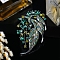 Hollow Leaf Alloy Rhinestone Brooch, for Clothes Backpack, Erinite, 75x40mm