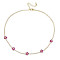 Cubic Zirconia Classic Tennis Necklace with Flower Links, Golden Brass Jewelry for Women, Camellia, 14.37 inch(36.5cm)