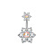 Brass Cubic Zirconia Navel Ring, 304 Stainless Steel 15 Gauge Curved Barbell Belly Rings, Stainless Steel Color, Flower, 7.6mm, Pin: 1.6mm