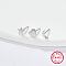 3Pcs 3 Style 925 Sterling Silver Stud Earrings, Moon & Star & Heart, with S925 Stamp, Silver, 5~6x4~6mm, 1Pc/style