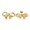 Ion Plating(IP) 304 Stainless Steel Bowknot Stud Earrings, Real 18K Gold Plated, 16x28mm