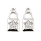 Brass Micro Pave Clear Cubic Zirconia Pendants, Cadmium Free & Nickel Free & Lead Free, Lock with Star Pattern Charms, Platinum, 16.5x7.5x1.5mm, Hole: 1.6mm