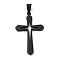 304 Stainless Steel Pendants, Cross, Black, 45.5x27.5x2.5mm, Hole: 5.5x8.5mm