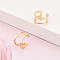Brass Cuff Earrings, Arch, Real 18K Gold Plated, 11.5~12x12~13x9~11mm