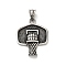 304 Stainless Steel Pendants,  Basketball Charms, Antique Silver, 35x28x5mm, Hole: 8.5x5mm