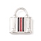 Brass Enamel Pendants, with Jump Rings, Cadmium Free & Lead Free, Long-Lasting Plated, Platinum, Lock, Red, 20x16x3mm, Hole: 7x6mm
