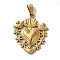 PVD Vacuum Plating 304 Stainless Steel Pendants, Heart with Flower Charms, Golden, 29.5x25x3.5mm, Hole: 7.5x3.5mm