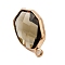 Brass Stud Earring Findings, with Glass and 304 Stainless Steel Pins & Horizontal Loops, Cadmium Free & Nickel Free & Lead Free, Light Glod, Twist Oval, Tan, 20~20.5x12x5~5.5mm, Hole: 1.4~1.8mm, Pin: 0.8mm